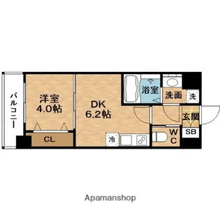 1DKの間取り画像