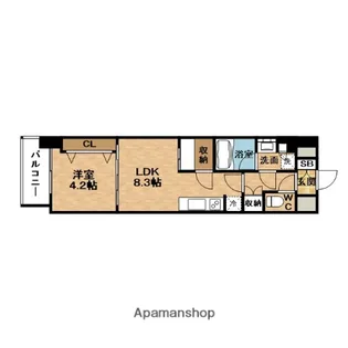 アーバネックス梅田中崎町Ⅱ【8階】の間取り