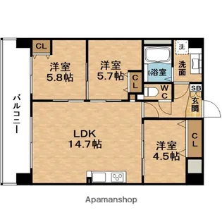 ALIVIS野田阪神【7階】の間取り