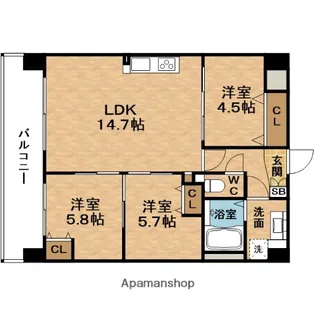 ALIVIS野田阪神【4階】の間取り