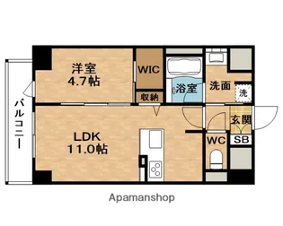 CENT LIVIE(セントリヴィエ)大阪梅田【4階】の間取り