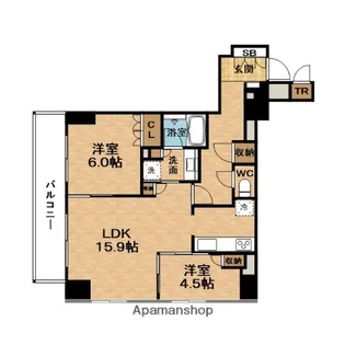 ジオタワー新町【11階】の間取り
