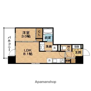 ジオエント福島野田レジデンス【6階】の間取り