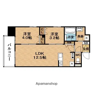 LEFOND PROGRES南森町(ルフォンプログレ)【3階】の間取り