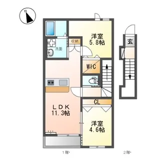 (仮称)豊中市豊南町南 賃貸アパート工事【2階】の間取り