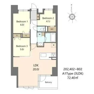 S-RESIDENCE谷町六丁目alo【7階】の間取り