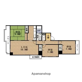 大阪府大阪市西区北堀江2丁目【マンション】の間取り