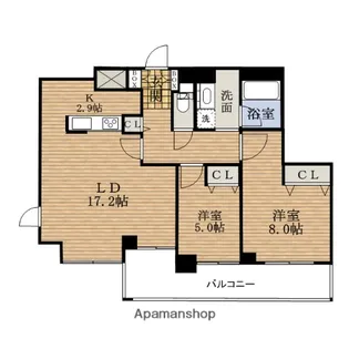 大阪府大阪市西区新町1丁目【マンション】の間取り
