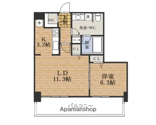 大阪府大阪市西区新町1丁目【マンション】の間取り