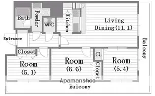 大阪府大阪市西区南堀江1丁目【マンション】の間取り