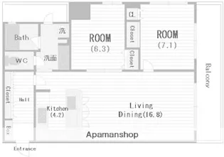 大阪府大阪市中央区淡路町3丁目【マンション】の間取り