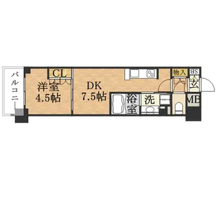 1DKの間取り画像