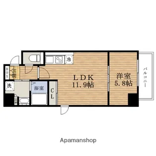 大阪府大阪市中央区東平2丁目【マンション】の間取り