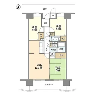 グランデージ住之江【0102号室】の間取り