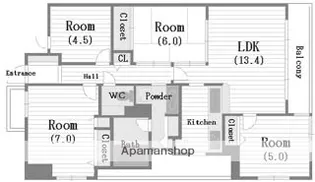 大阪府大阪市西区新町2丁目【マンション】の間取り