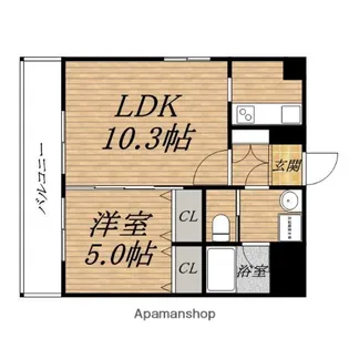 コスモリード谷町六丁目【14階】の間取り