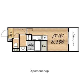 アスヴェル心斎橋東Ⅱ【4階】の間取り