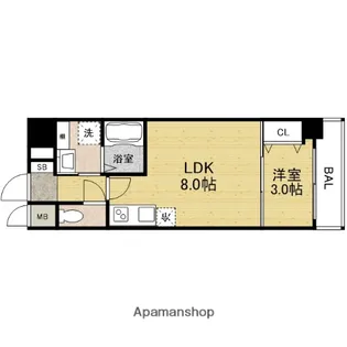 フロンティアタワー九条Ⅰ【9階】の間取り