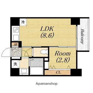 フロンティアタワー九条Ⅰ【4階】の間取り