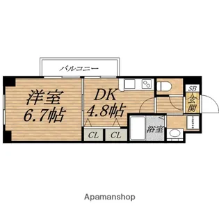 1DKの間取り画像
