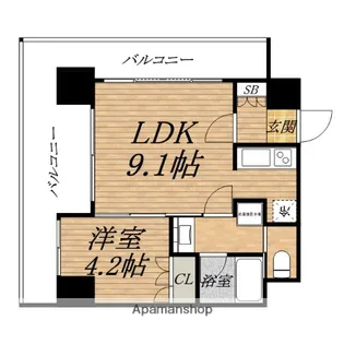 ダイナシティ北浜【10階】の間取り