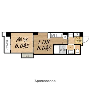 レインボーコート谷町五【4階】の間取り