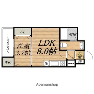 1LDKの間取り画像