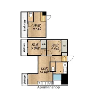 グレース肥後橋【6階】の間取り