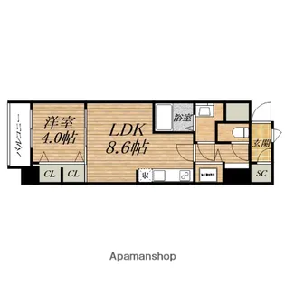 スプランディッド淀屋橋DUE【8階】の間取り