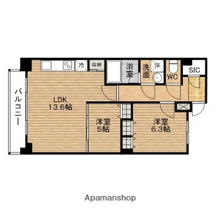 スプランディッド淀屋橋DUE【15階】の間取り