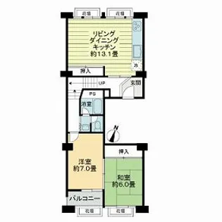 中津リバーサイドコーポD棟【13階】の間取り