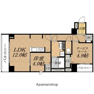 パークフラッツ安堂寺町【5階】の間取り