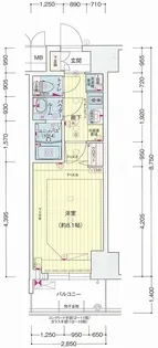 プレサンス谷町九丁目駅前【7階】の間取り