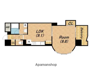 マスターズレジデンス道頓堀Ⅱ【7階】の間取り