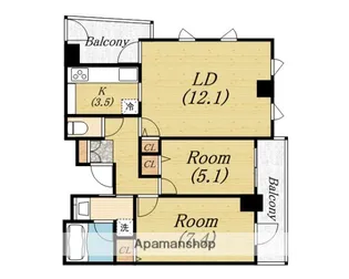 クロスレジデンス大阪新町【17階】の間取り