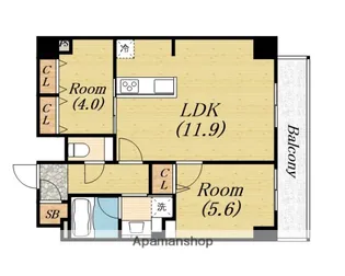 ジオエント新町【13階】の間取り