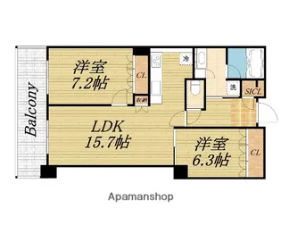 阿波座ライズタワー フラッグ46【11階】の間取り