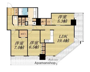 阿波座ライズタワー フラッグ46【24階】の間取り