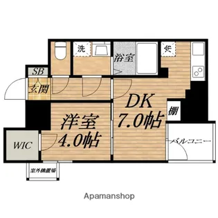 1DKの間取り画像