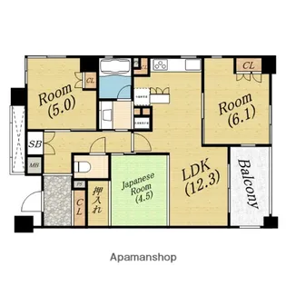 ラ・ヴィータ日本橋【12階】の間取り