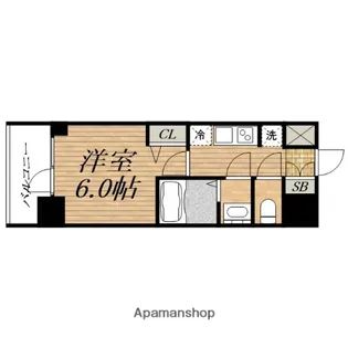 プレサンス松屋町ヴィゴラス【4階】の間取り