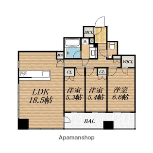 クレヴィアタワー御堂筋本町【15階】の間取り