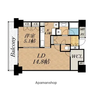シティタワー大阪【3階】の間取り