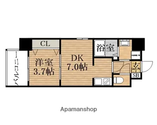 プライマル南森町パークビュー【6階】の間取り