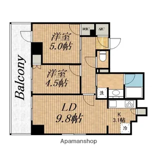 メトライズ森之宮中央【13階】の間取り