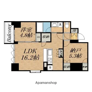 スプランディッド上本町WEST【5階】の間取り