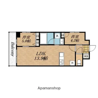 スプランディッド上本町WESTⅡ【13階】の間取り