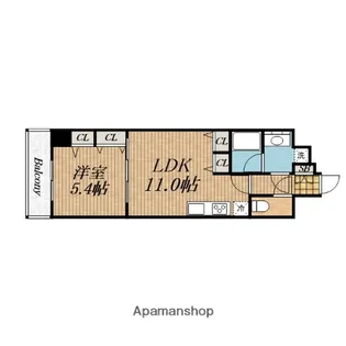 スプランディッド上本町WESTⅡ【9階】の間取り