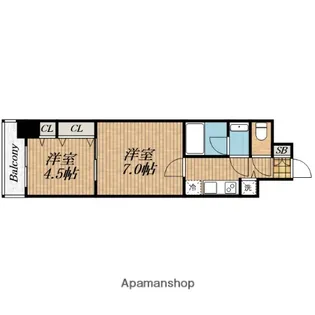 スプランディッド上本町WESTⅡ【8階】の間取り