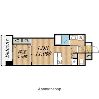スプランディッド本町グラン【10階】の間取り